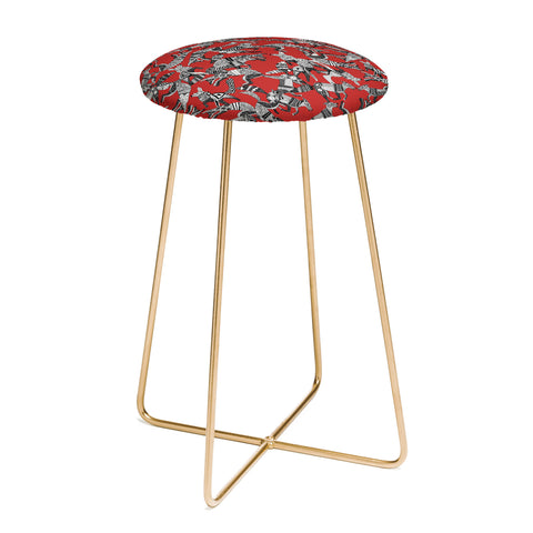 Sharon Turner woodland fox party red Counter Stool