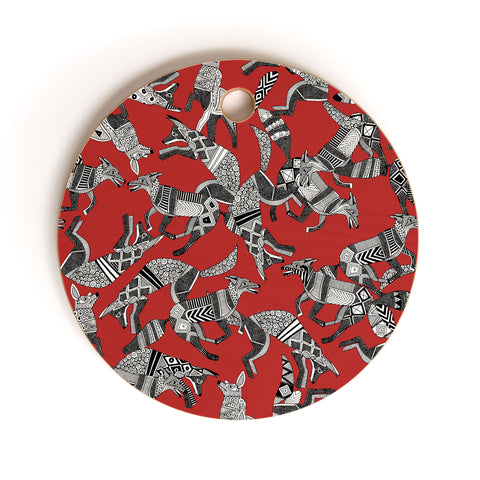 Sharon Turner woodland fox party red Cutting Board Round