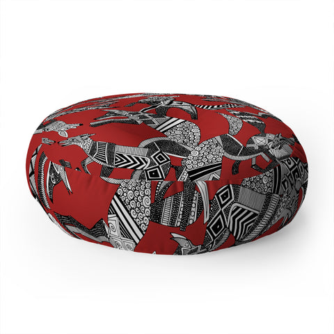 Sharon Turner woodland fox party red Floor Pillow Round