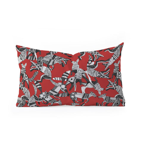 Sharon Turner woodland fox party red Oblong Throw Pillow
