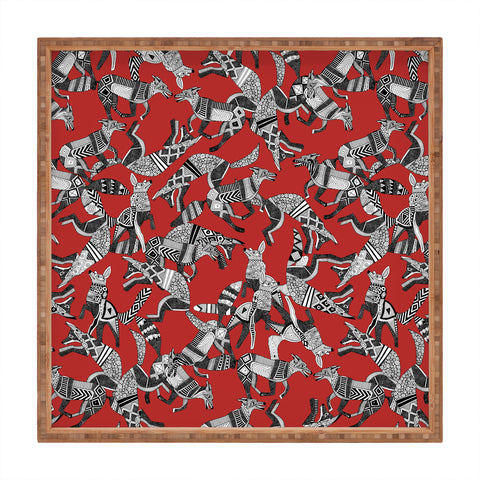 Sharon Turner woodland fox party red Square Tray