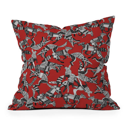 Sharon Turner woodland fox party red Throw Pillow