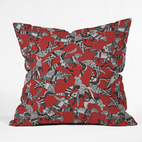 Sharon Turner woodland fox party red Outdoor Throw Pillow