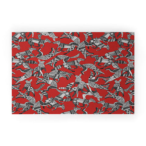 Sharon Turner woodland fox party red Welcome Mat