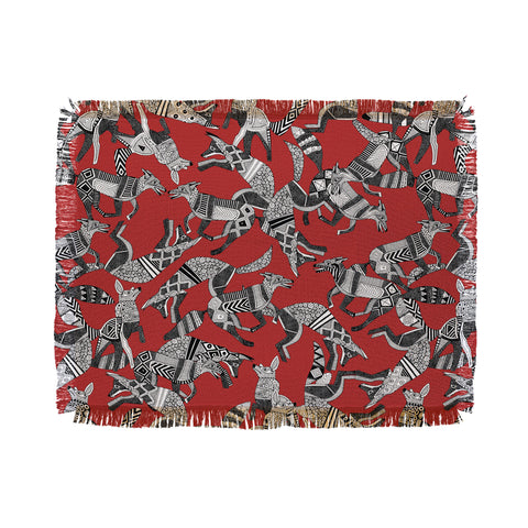Sharon Turner woodland fox party red Throw Blanket