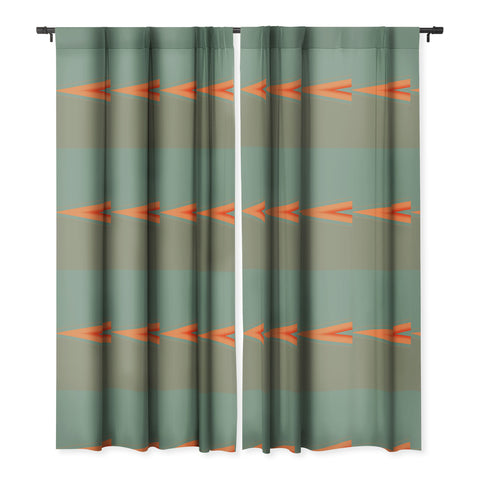 Sheila Wenzel-Ganny Army Green Orange Stripe Blackout Window Curtain