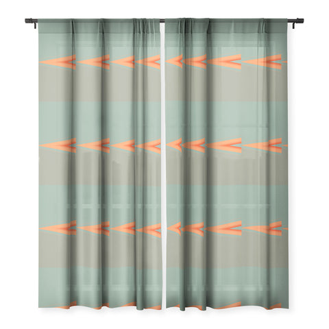 Sheila Wenzel-Ganny Army Green Orange Stripe Sheer Window Curtain