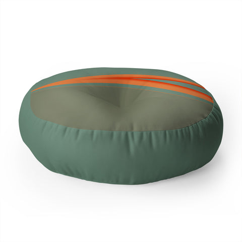 Sheila Wenzel-Ganny Army Green Orange Stripe Floor Pillow Round