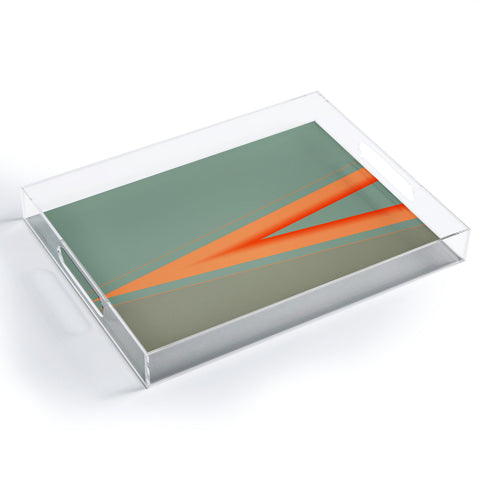 Sheila Wenzel-Ganny Army Green Orange Stripe Acrylic Tray