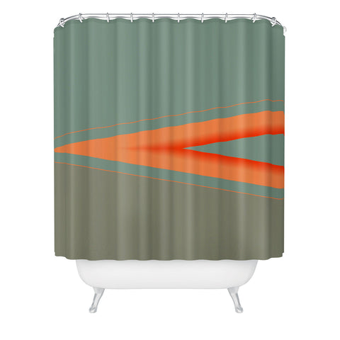 Sheila Wenzel-Ganny Army Green Orange Stripe Shower Curtain