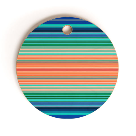 Sheila Wenzel-Ganny Bold Blue Orange Stripes Cutting Board Round