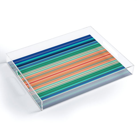 Sheila Wenzel-Ganny Bold Blue Orange Stripes Acrylic Tray