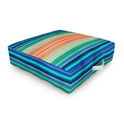 Sheila Wenzel-Ganny Bold Blue Orange Stripes Outdoor Floor Cushion
