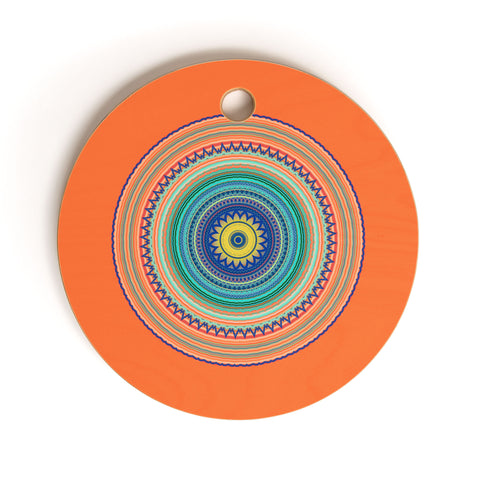 Sheila Wenzel-Ganny Bright Boho Orange Mandala Cutting Board Round