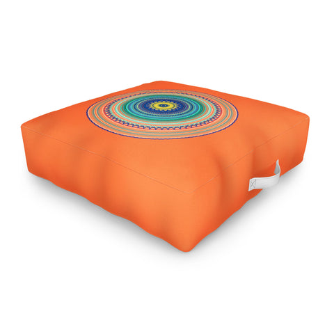 Sheila Wenzel-Ganny Bright Boho Orange Mandala Outdoor Floor Cushion