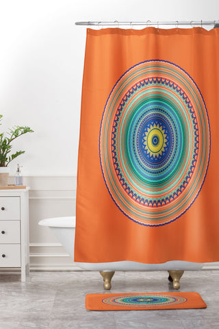 Sheila Wenzel-Ganny Bright Boho Orange Mandala Shower Curtain And Mat