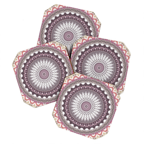 Sheila Wenzel-Ganny Delicate Pink Lavender Mandala Coaster Set