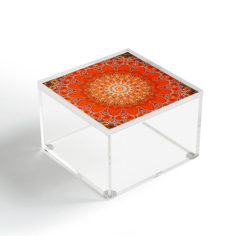 Sheila Wenzel-Ganny Detailed Orange Boho Mandala Acrylic Box