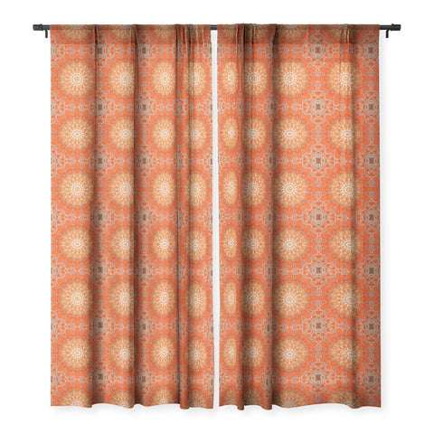 Sheila Wenzel-Ganny Detailed Orange Boho Mandala Sheer Window Curtain