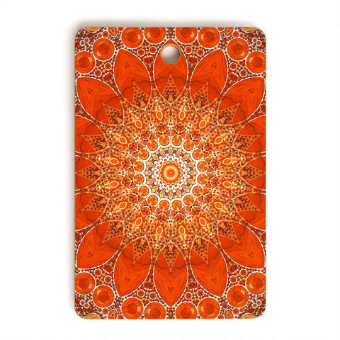 Sheila Wenzel-Ganny Detailed Orange Boho Mandala Cutting Board Rectangle