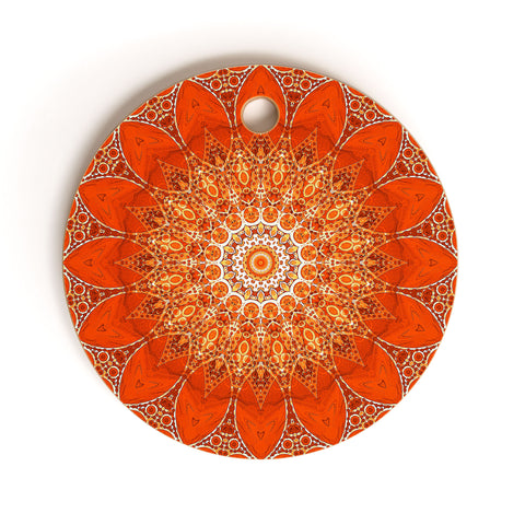 Sheila Wenzel-Ganny Detailed Orange Boho Mandala Cutting Board Round