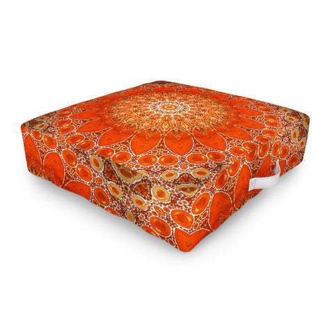 Sheila Wenzel-Ganny Detailed Orange Boho Mandala Outdoor Floor Cushion