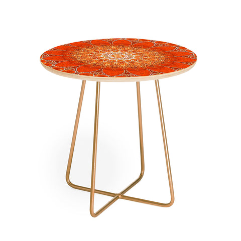 Sheila Wenzel-Ganny Detailed Orange Boho Mandala Round Side Table