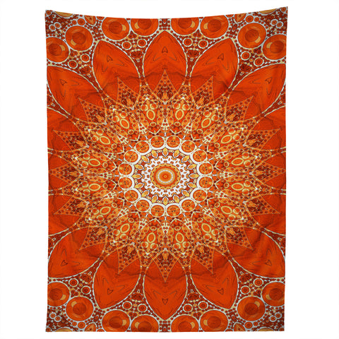 Sheila Wenzel-Ganny Detailed Orange Boho Mandala Tapestry