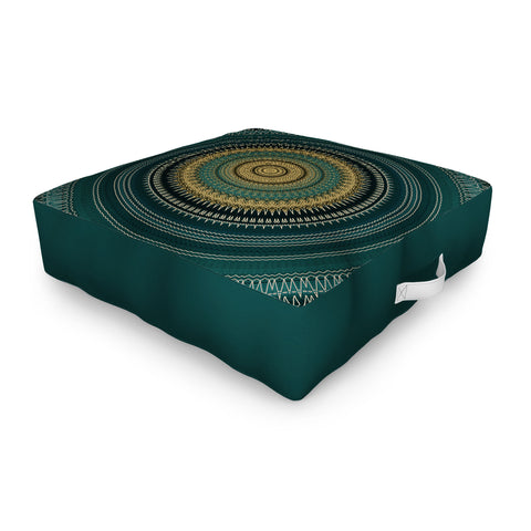 Sheila Wenzel-Ganny Emerald Gold Boho Mandala Outdoor Floor Cushion