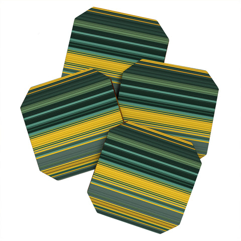 Sheila Wenzel-Ganny Emerald Gold Classic Stripes Coaster Set