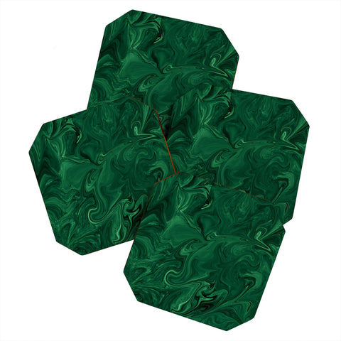 Sheila Wenzel-Ganny Emerald Green Abstract Coaster Set