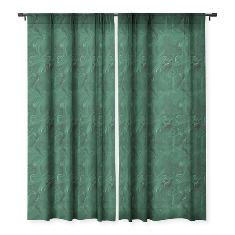 Sheila Wenzel-Ganny Emerald Green Abstract Sheer Window Curtain