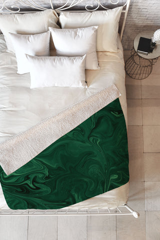 Sheila Wenzel-Ganny Emerald Green Abstract Fleece Throw Blanket