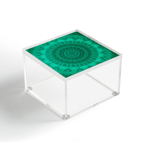 Sheila Wenzel-Ganny Forest Green Teal Mandala Acrylic Box