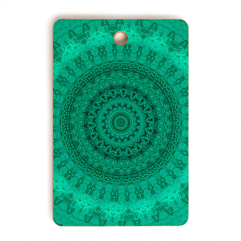Sheila Wenzel-Ganny Forest Green Teal Mandala Cutting Board Rectangle