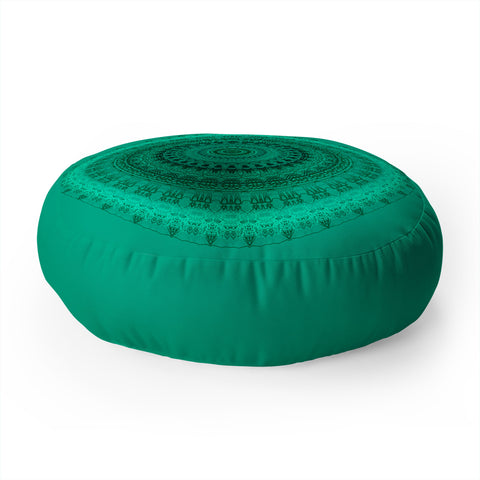 Sheila Wenzel-Ganny Forest Green Teal Mandala Floor Pillow Round