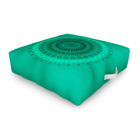 Sheila Wenzel-Ganny Forest Green Teal Mandala Outdoor Floor Cushion