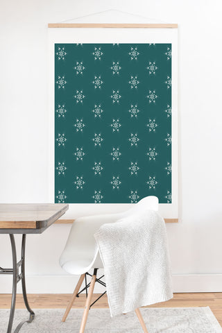 Sheila Wenzel-Ganny Holiday Green Snowflakes Art Print And Hanger