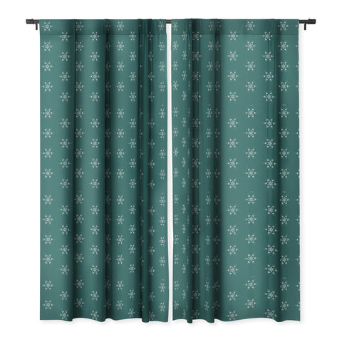 Sheila Wenzel-Ganny Holiday Green Snowflakes Blackout Window Curtain
