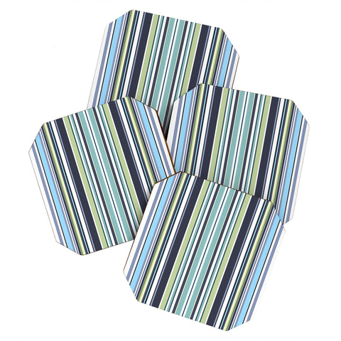 Sheila Wenzel-Ganny Lavender Mint Blue Stripes Coaster Set