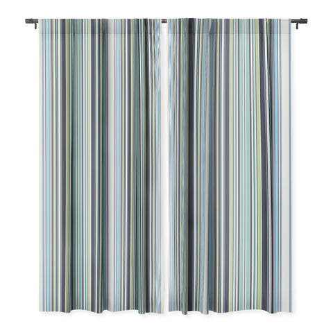 Sheila Wenzel-Ganny Lavender Mint Blue Stripes Blackout Window Curtain