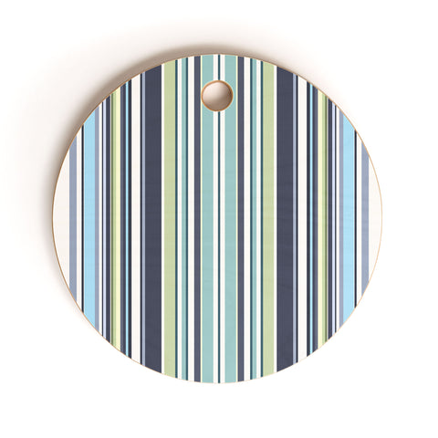 Sheila Wenzel-Ganny Lavender Mint Blue Stripes Cutting Board Round