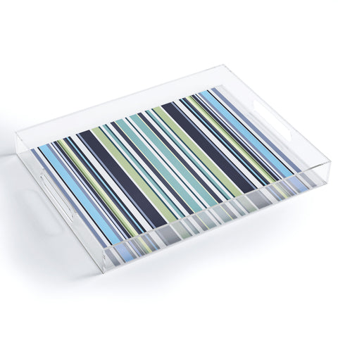Sheila Wenzel-Ganny Lavender Mint Blue Stripes Acrylic Tray
