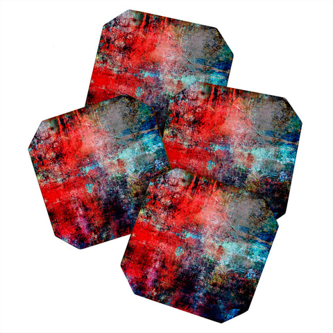 Sheila Wenzel-Ganny Modern Red Abstract Coaster Set