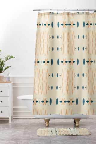 Sheila Wenzel-Ganny Mud Cloth Neutral Shower Curtain And Mat