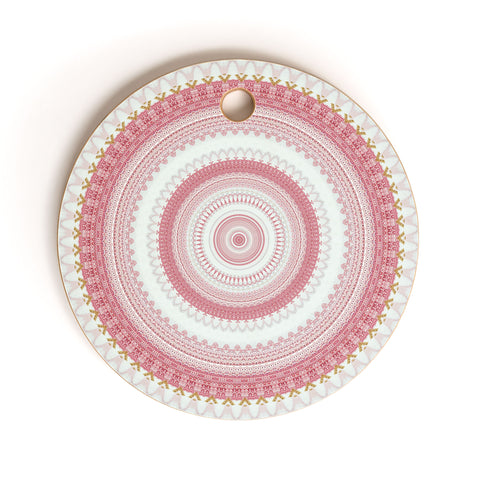 Sheila Wenzel-Ganny Pink Glitter Stone Mandala Cutting Board Round