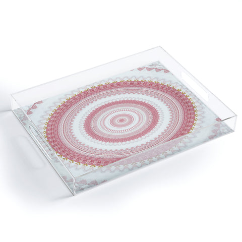 Sheila Wenzel-Ganny Pink Glitter Stone Mandala Acrylic Tray