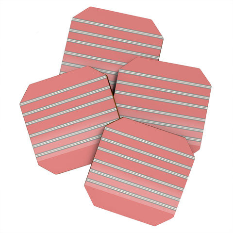 Sheila Wenzel-Ganny Pink Ombre Stripes Coaster Set