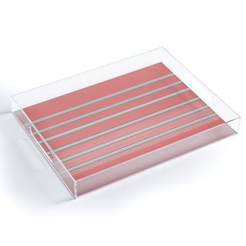 Sheila Wenzel-Ganny Pink Ombre Stripes Acrylic Tray