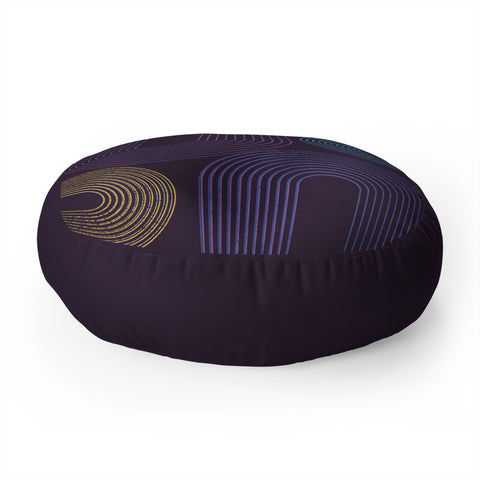 Sheila Wenzel-Ganny Purple Chalk Abstract Floor Pillow Round
